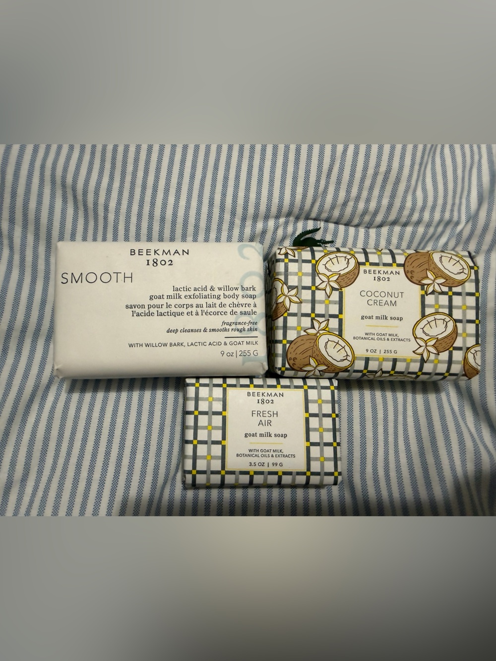 Beekman 1802 Goat Milk Soaps - White, Cream, Yellow Pattern